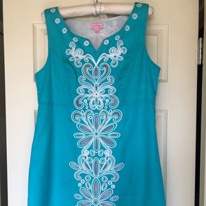 Lilly Pulitzer Embroidered Dress Blue Sz 12